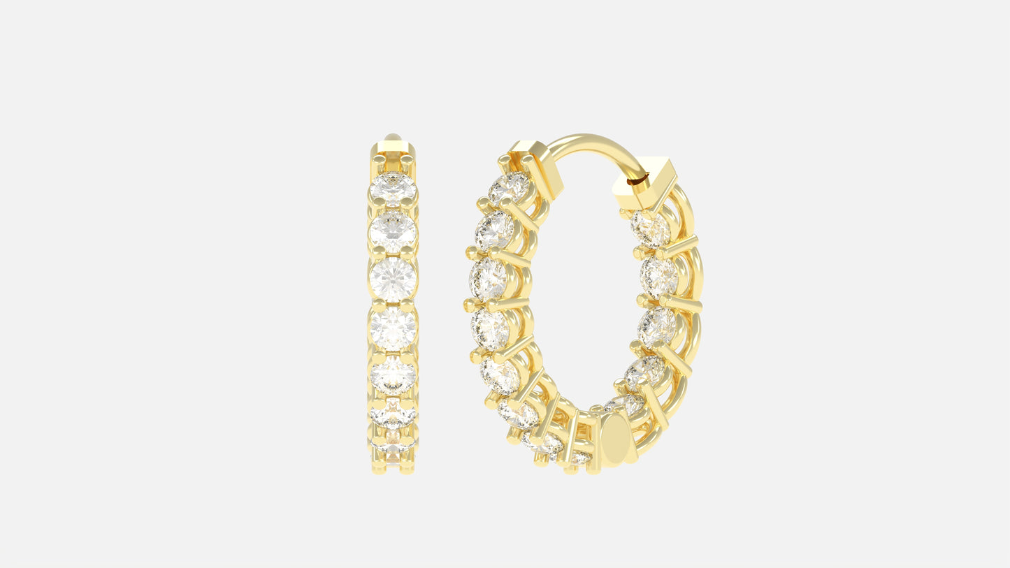 Diamond In and Out X-Small Hoop Errings