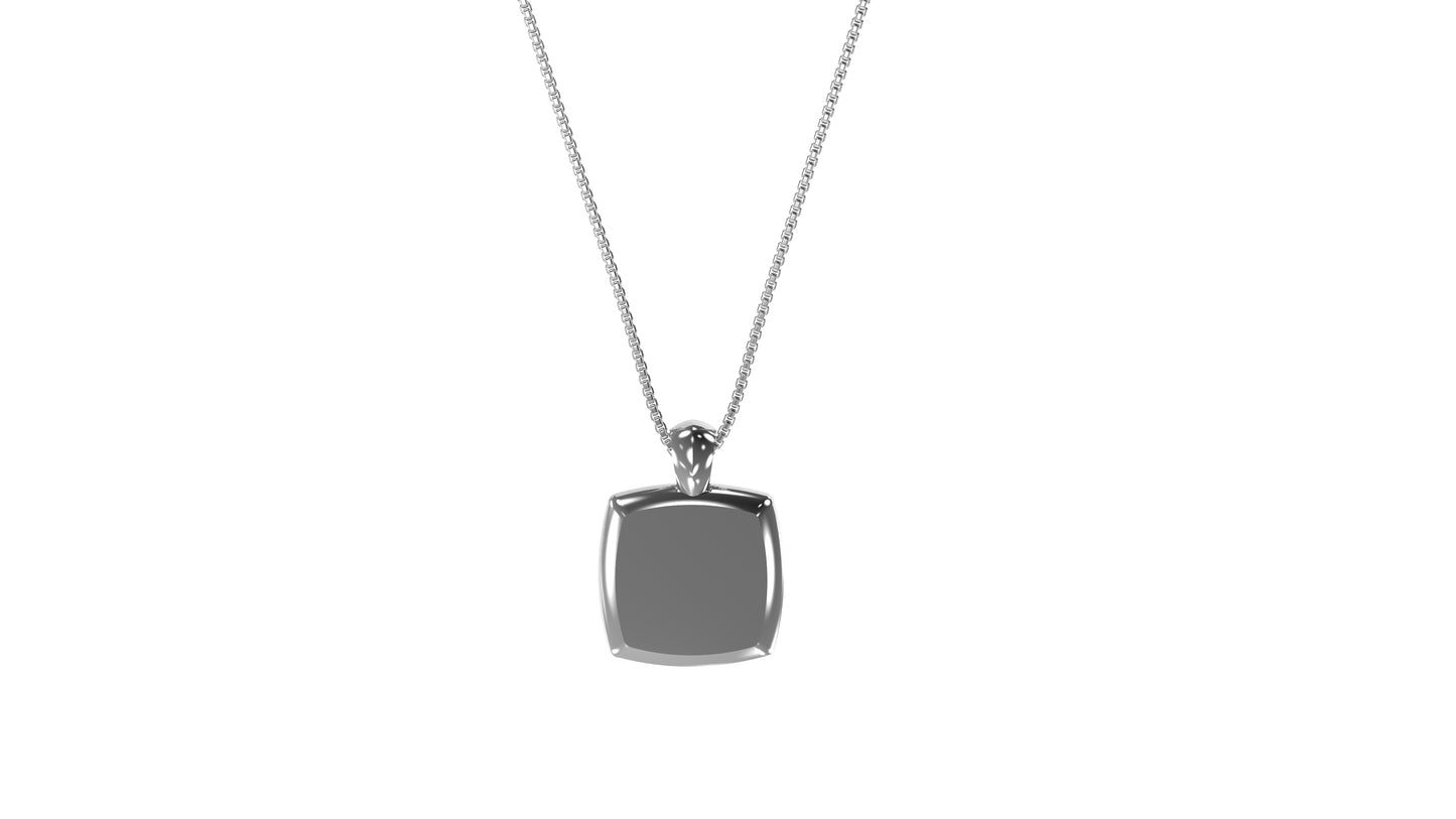 SS Cushion Initial Necklace