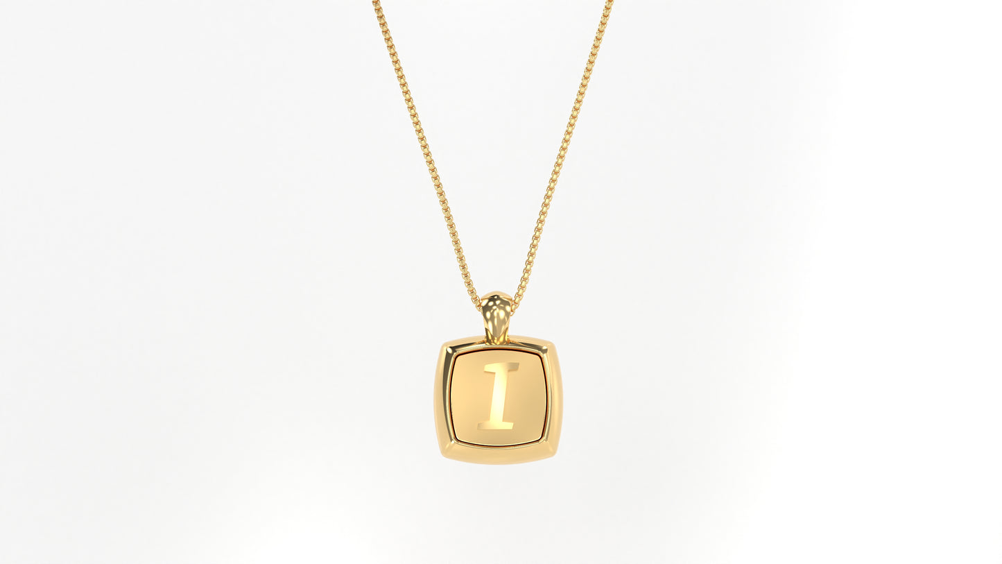 14K Yellow Gold Cushion Initial Pendants