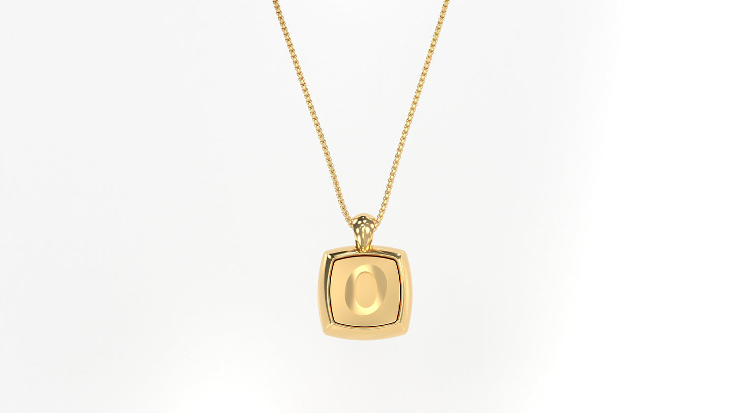 14K Yellow Gold Cushion Initial Pendants
