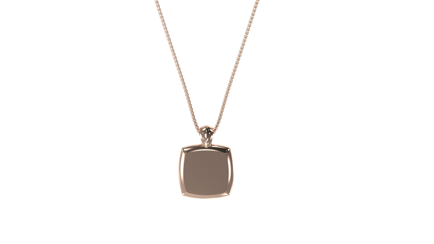 14k Rose Gold Cushion Initial Necklace