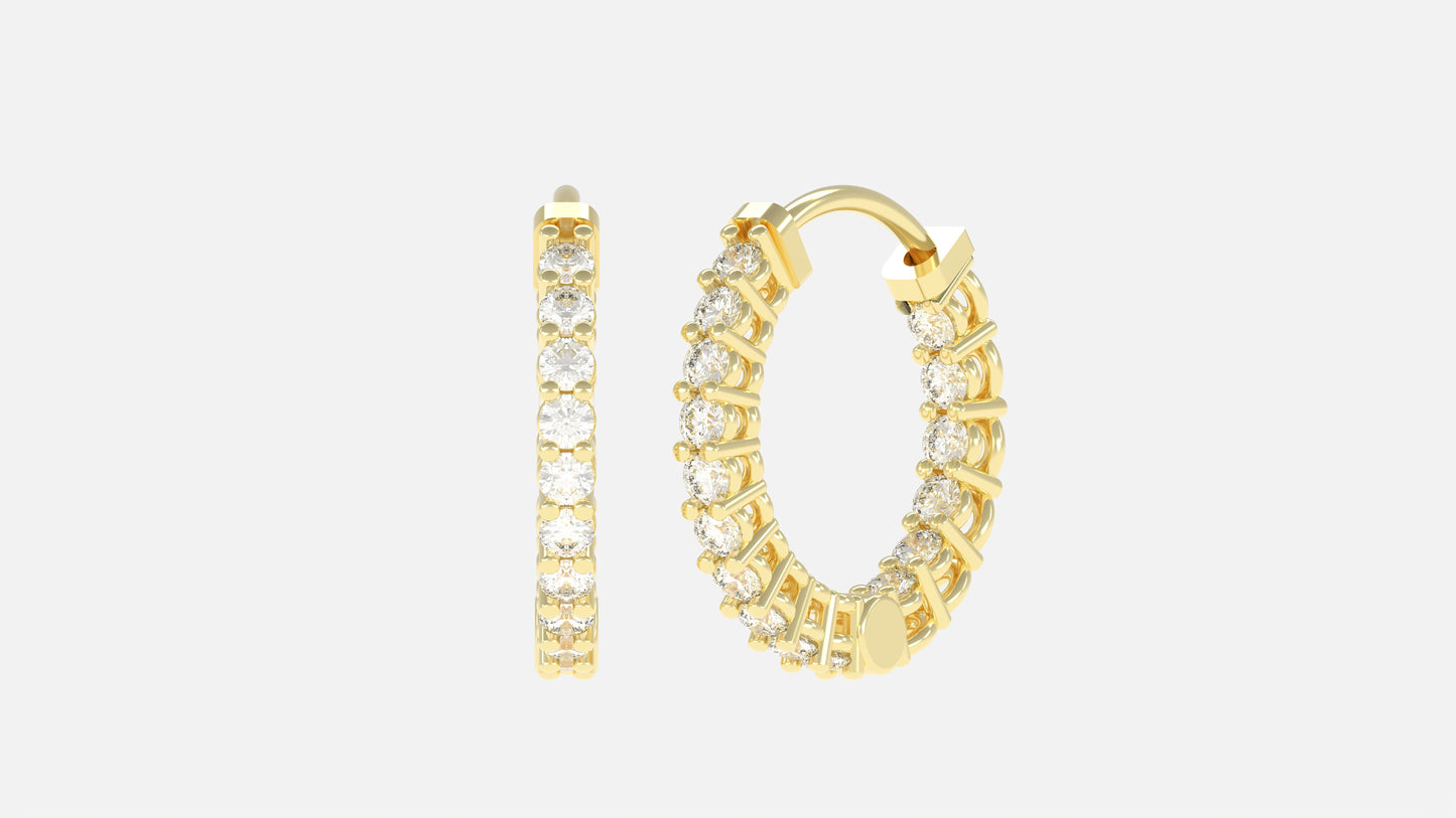 Diamond In and Out X-Small Hoop Errings