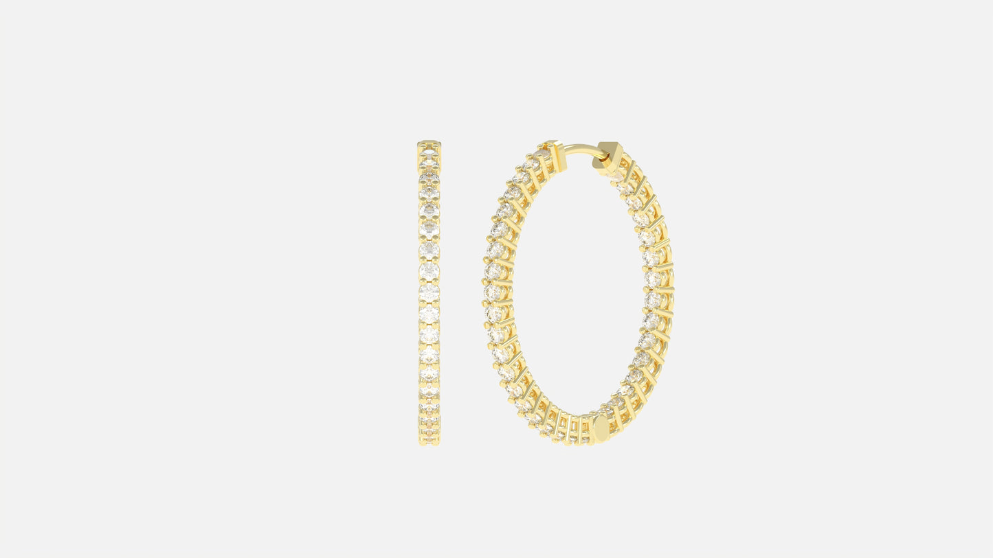 Diamond In and Out Medium Hoop Earrings