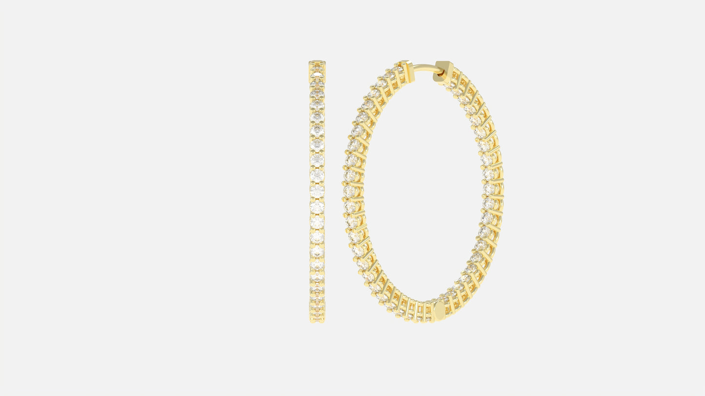 Diamond In and Out Large Hoop Earrings