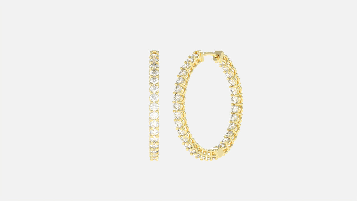 Diamond In and Out Medium Hoop Earrings