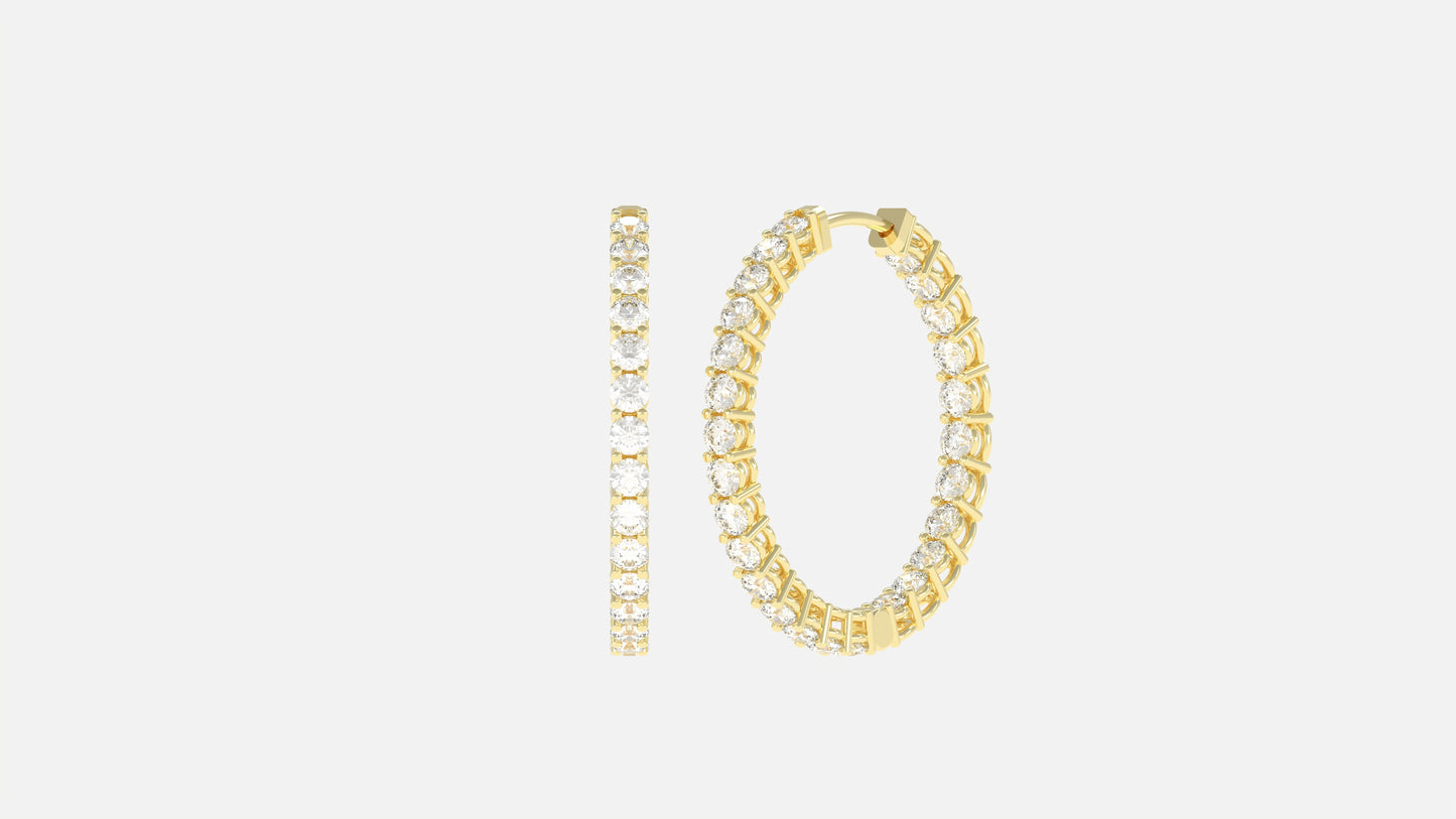 Diamond In and Out Medium Hoop Earrings