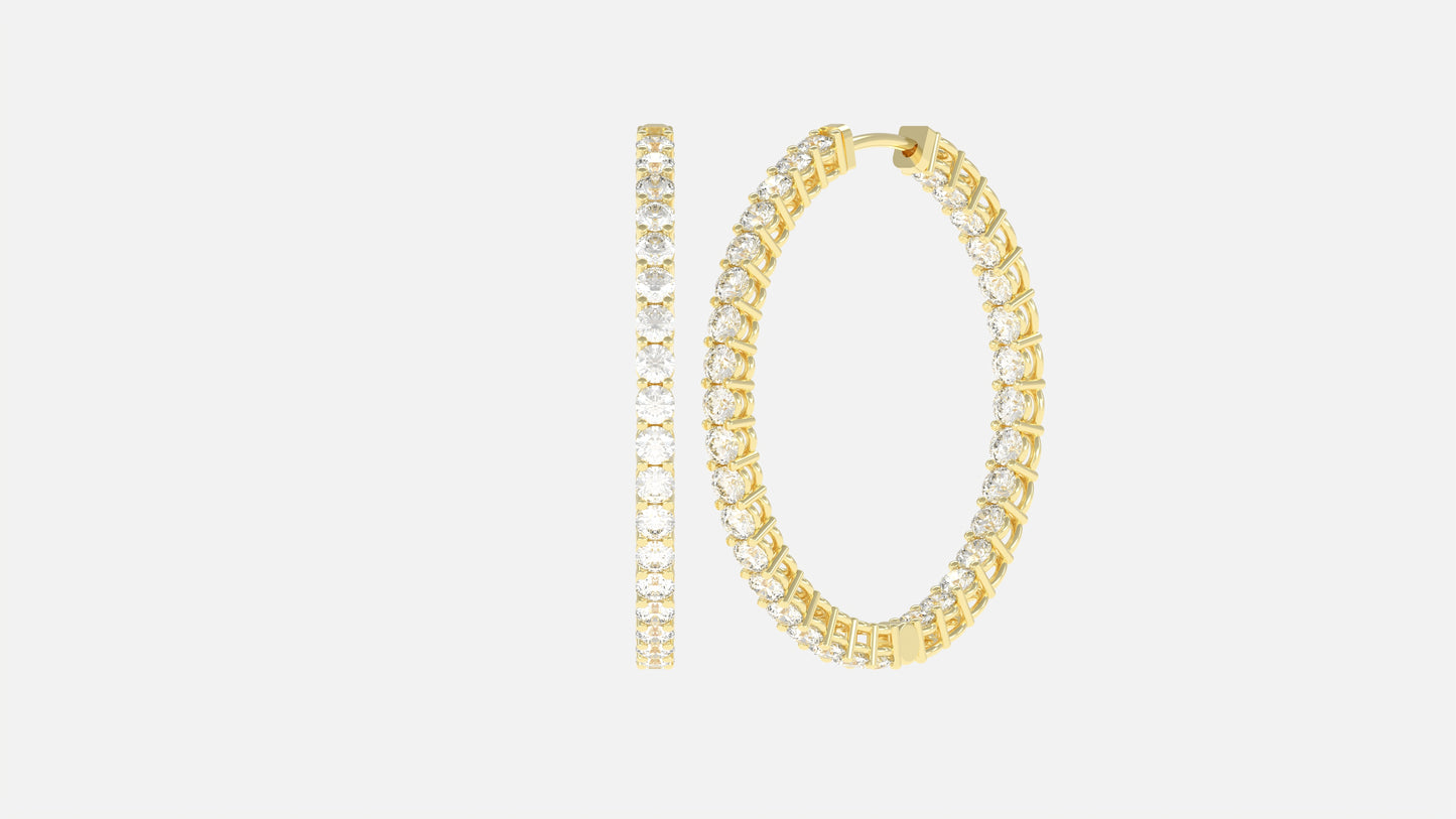 Diamond In and Out Large Hoop Earrings