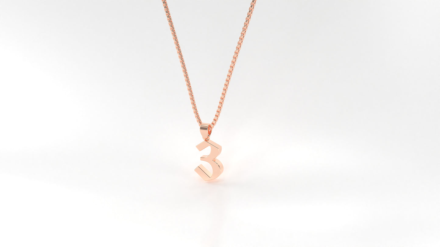 14K Rose Gold Numeral Necklace