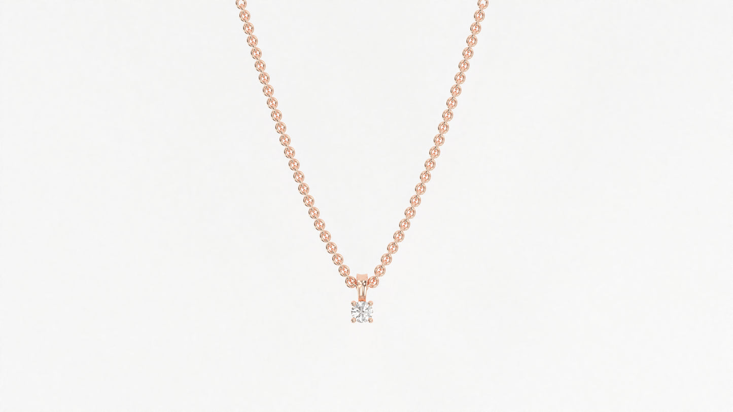 14K Rose Gold Round Diamond Necklace