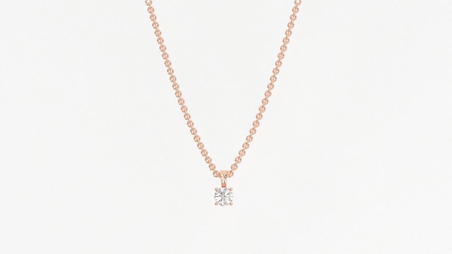 14K Rose Gold Round Diamond Necklace
