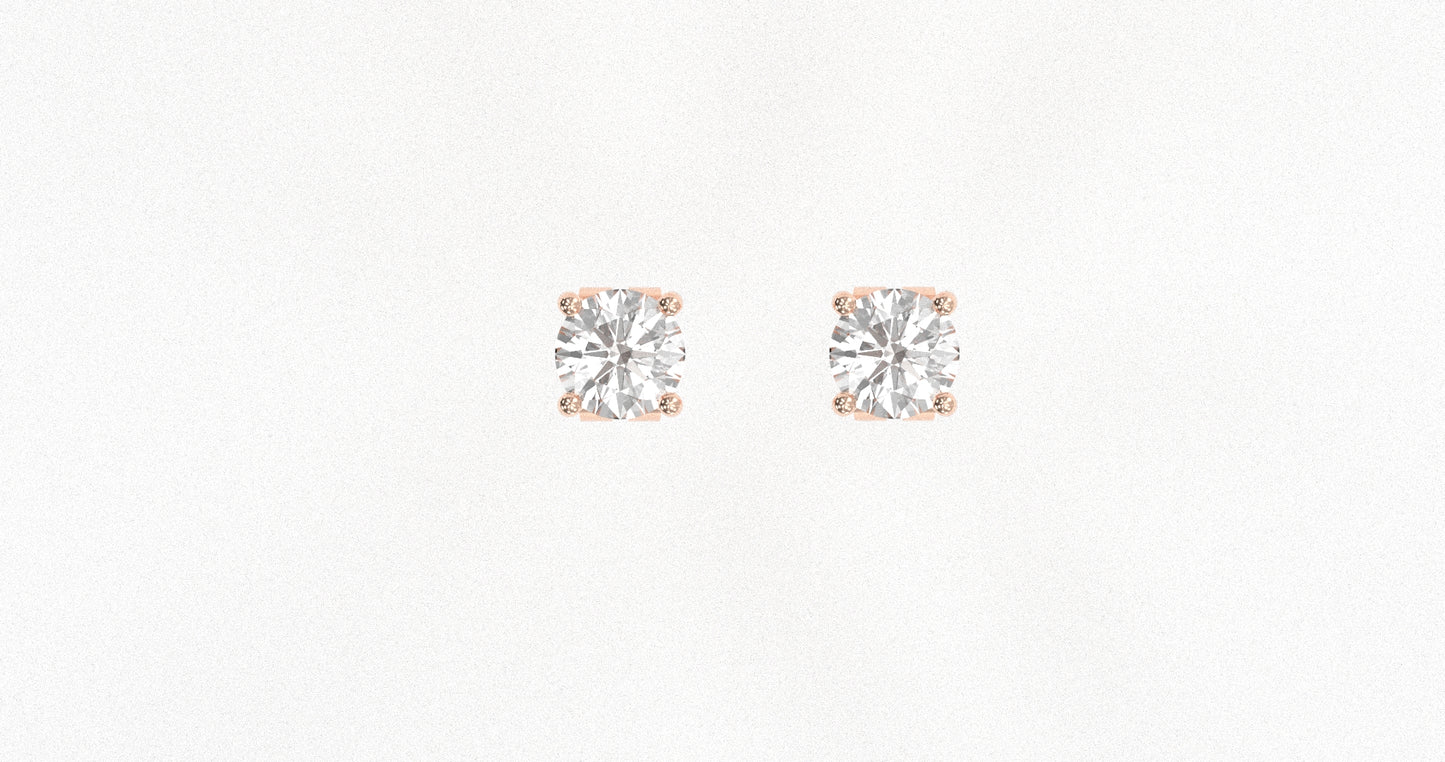 14K Rose Gold Diamond Studs