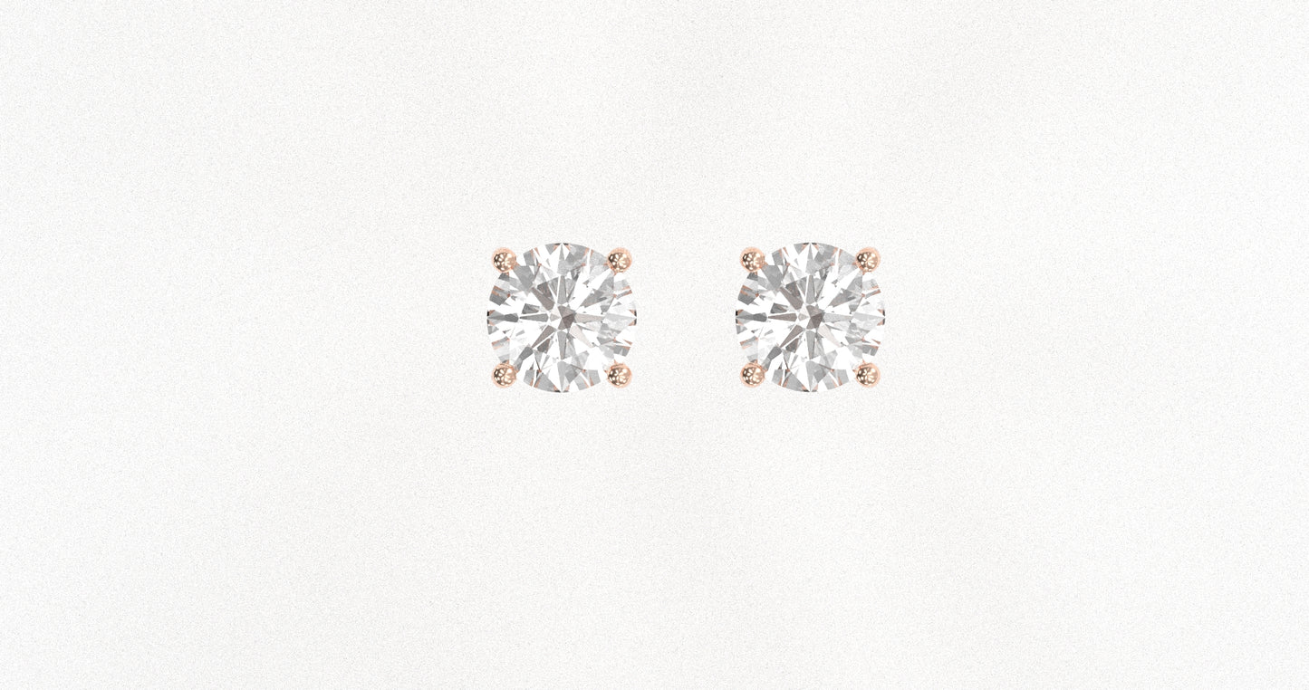 14K Rose Gold Diamond Studs