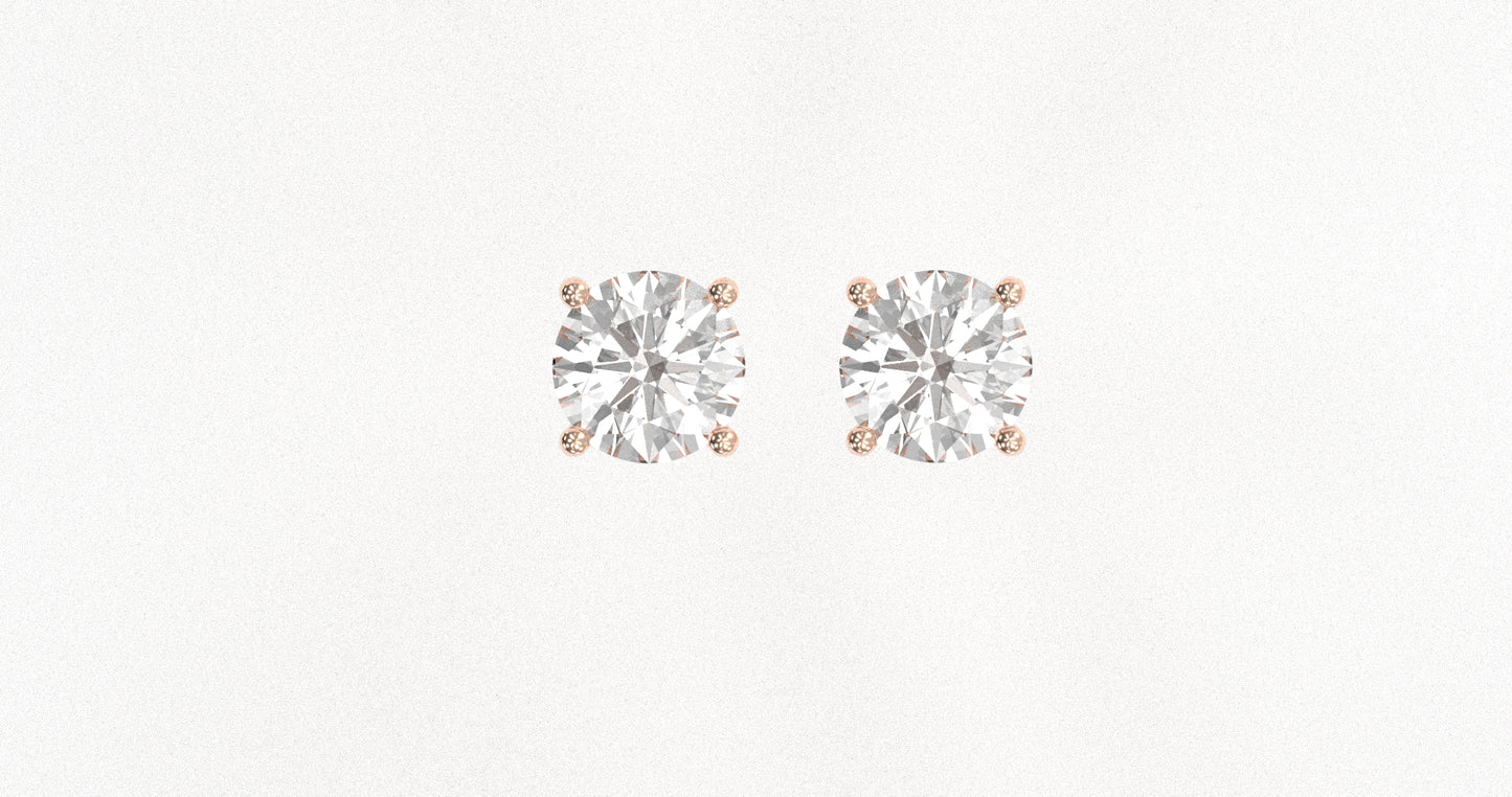 14K Rose Gold Diamond Studs