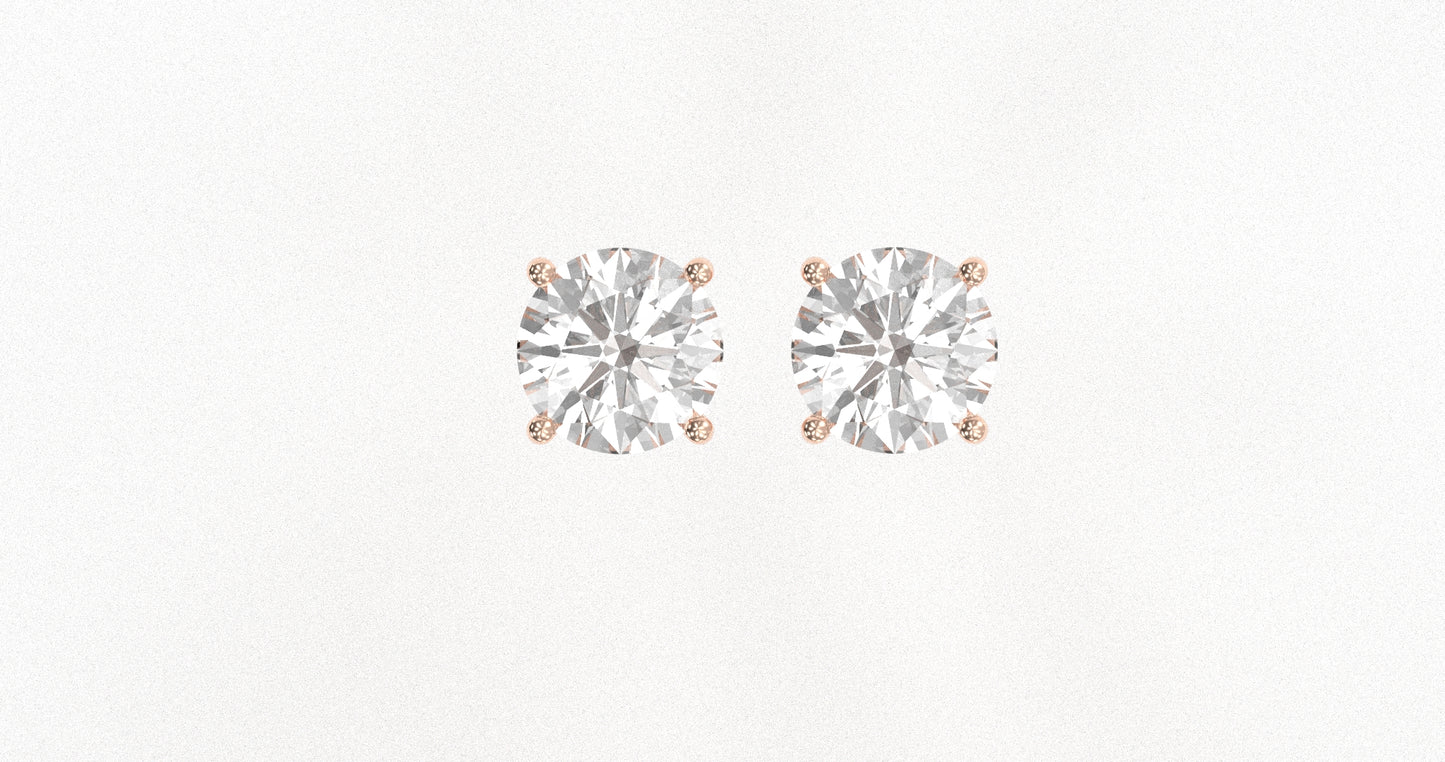 14K Rose Gold Diamond Studs