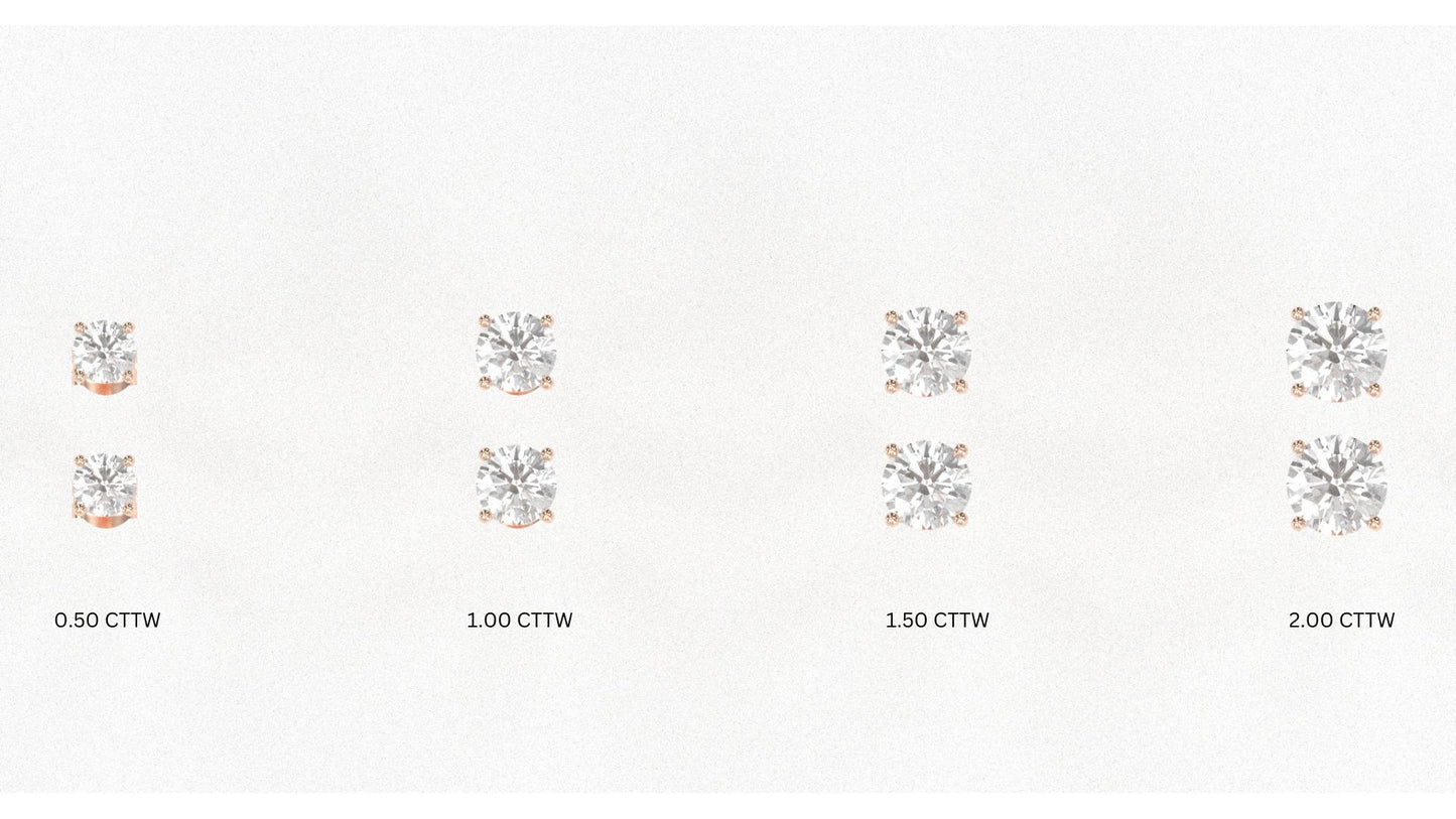 14K Rose Gold Diamond Studs