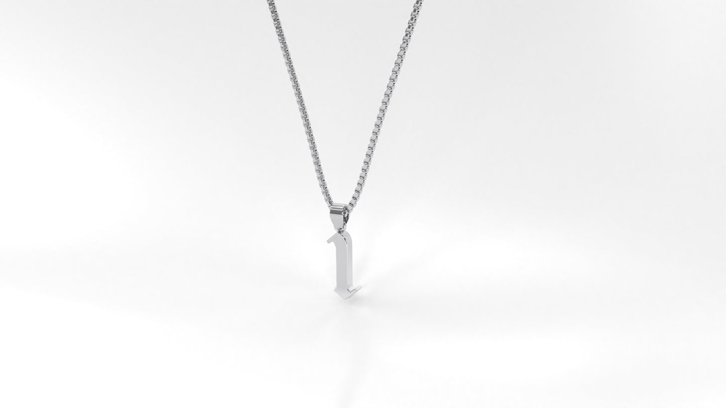 14K White Gold Numeral Necklace
