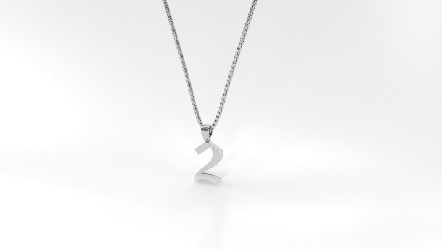14K White Gold Numeral Necklace