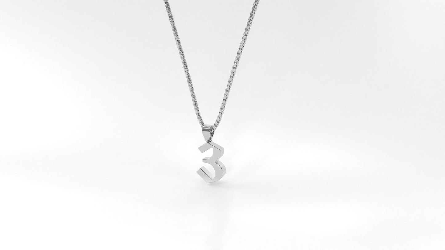 14K White Gold Numeral Necklace