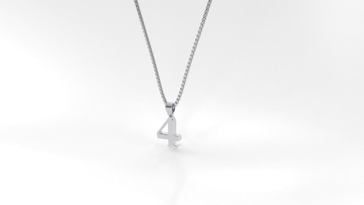 14K White Gold Numeral Necklace