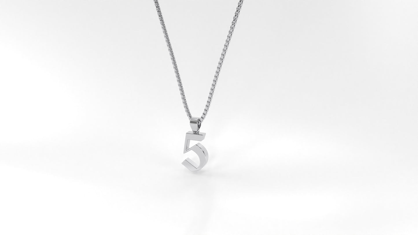 14K White Gold Numeral Necklace