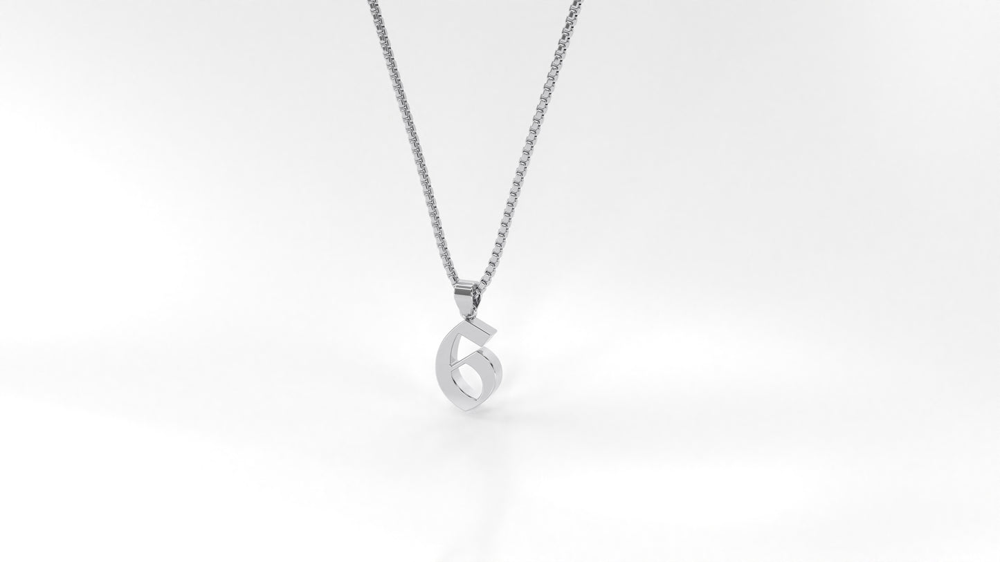 14K White Gold Numeral Necklace
