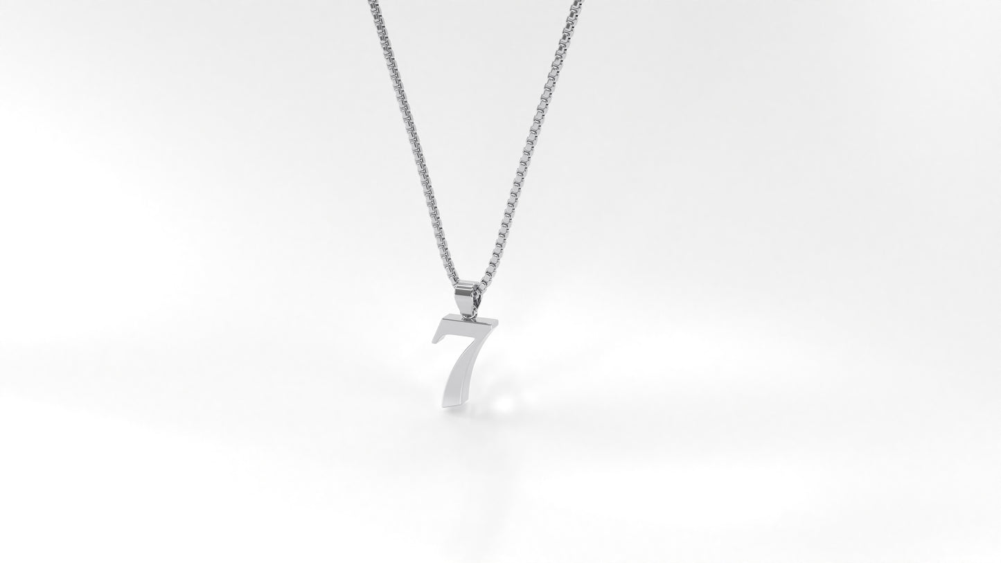 14K White Gold Numeral Necklace