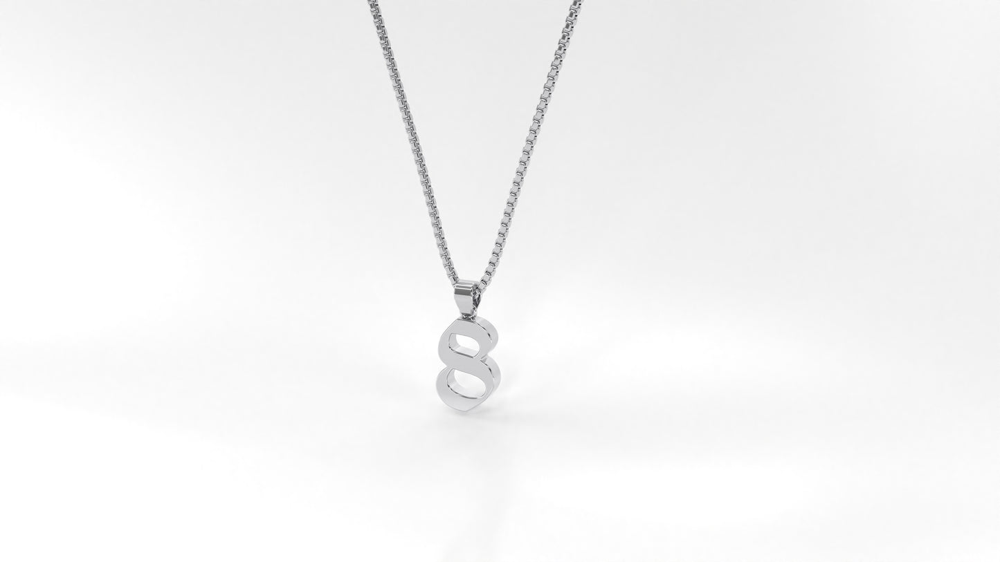 14K White Gold Numeral Necklace