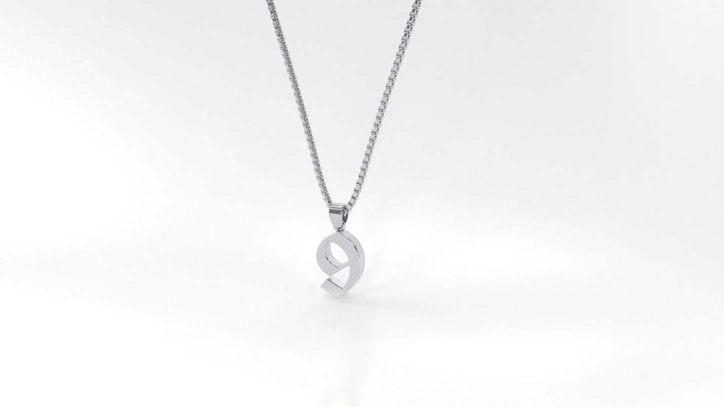14K White Gold Numeral Necklace