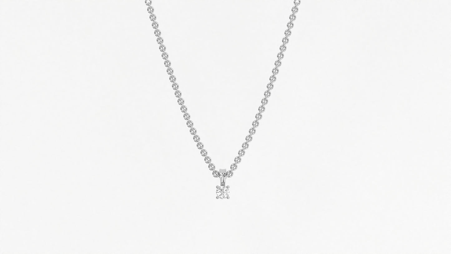 14K White Gold Round Diamond Necklace