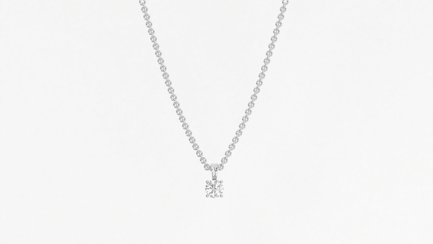 14K White Gold Round Diamond Necklace