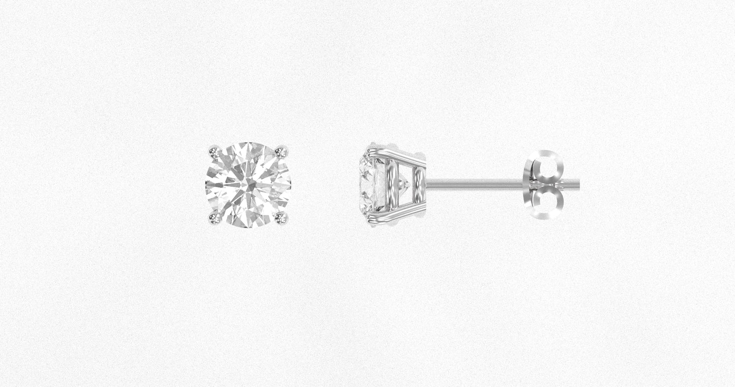 14K White Gold Diamond Studs