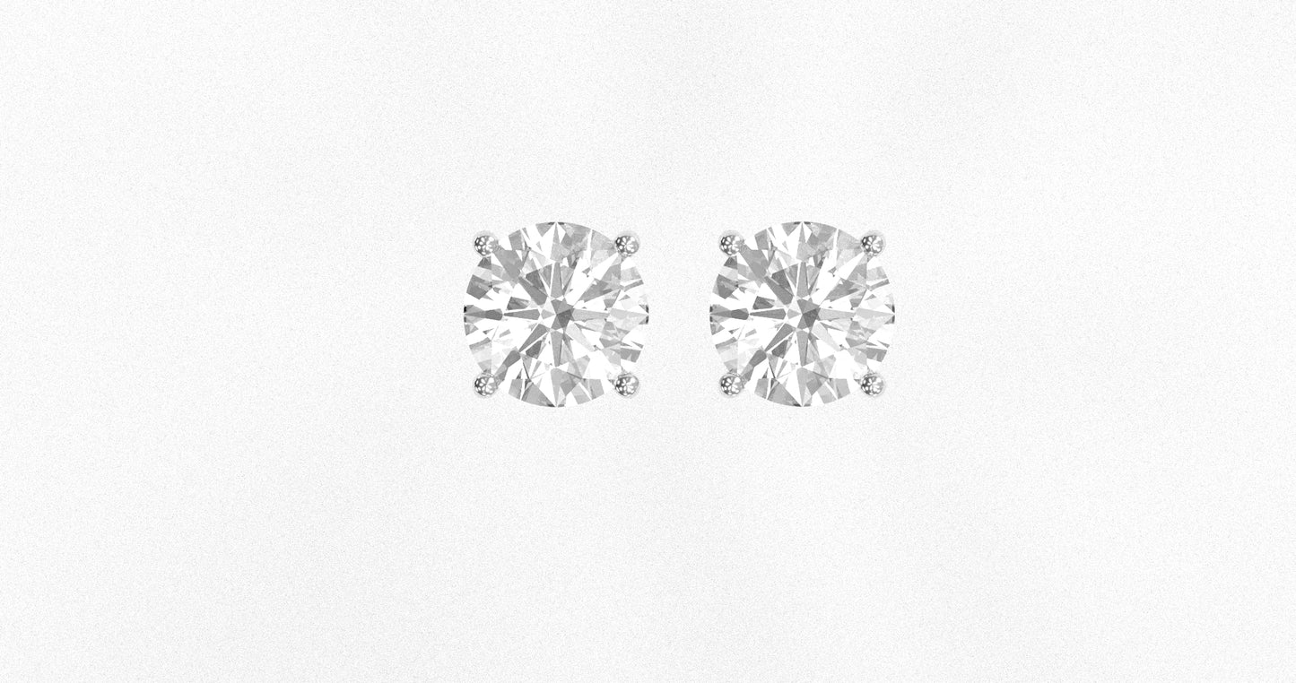 14K White Gold Diamond Studs