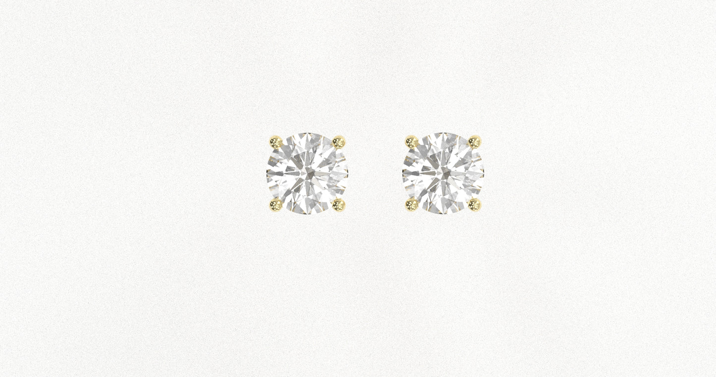 14K Yellow Gold Diamond Studs