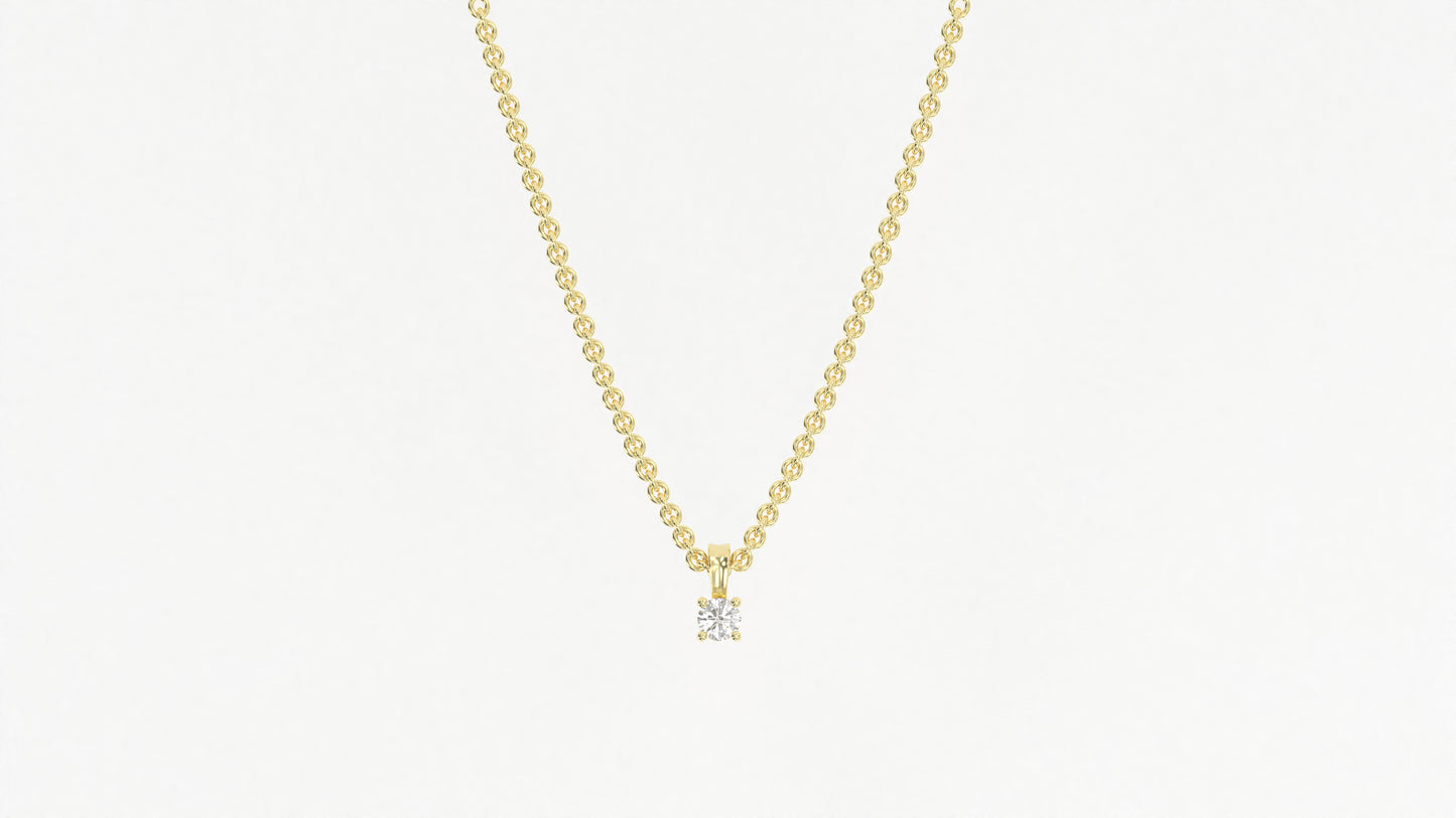 14K Yellow Gold Round Diamond Necklace