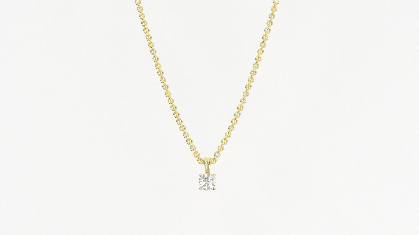 14K Yellow Gold Round Diamond Necklace