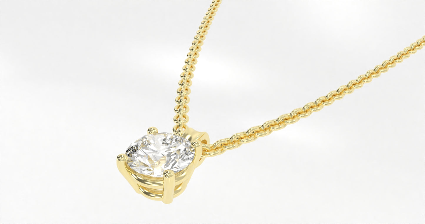 14K Yellow Gold Round Diamond Necklace
