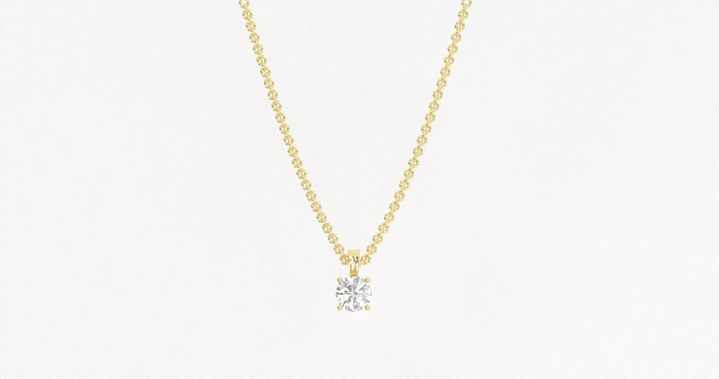 14K Yellow Gold Round Diamond Necklace