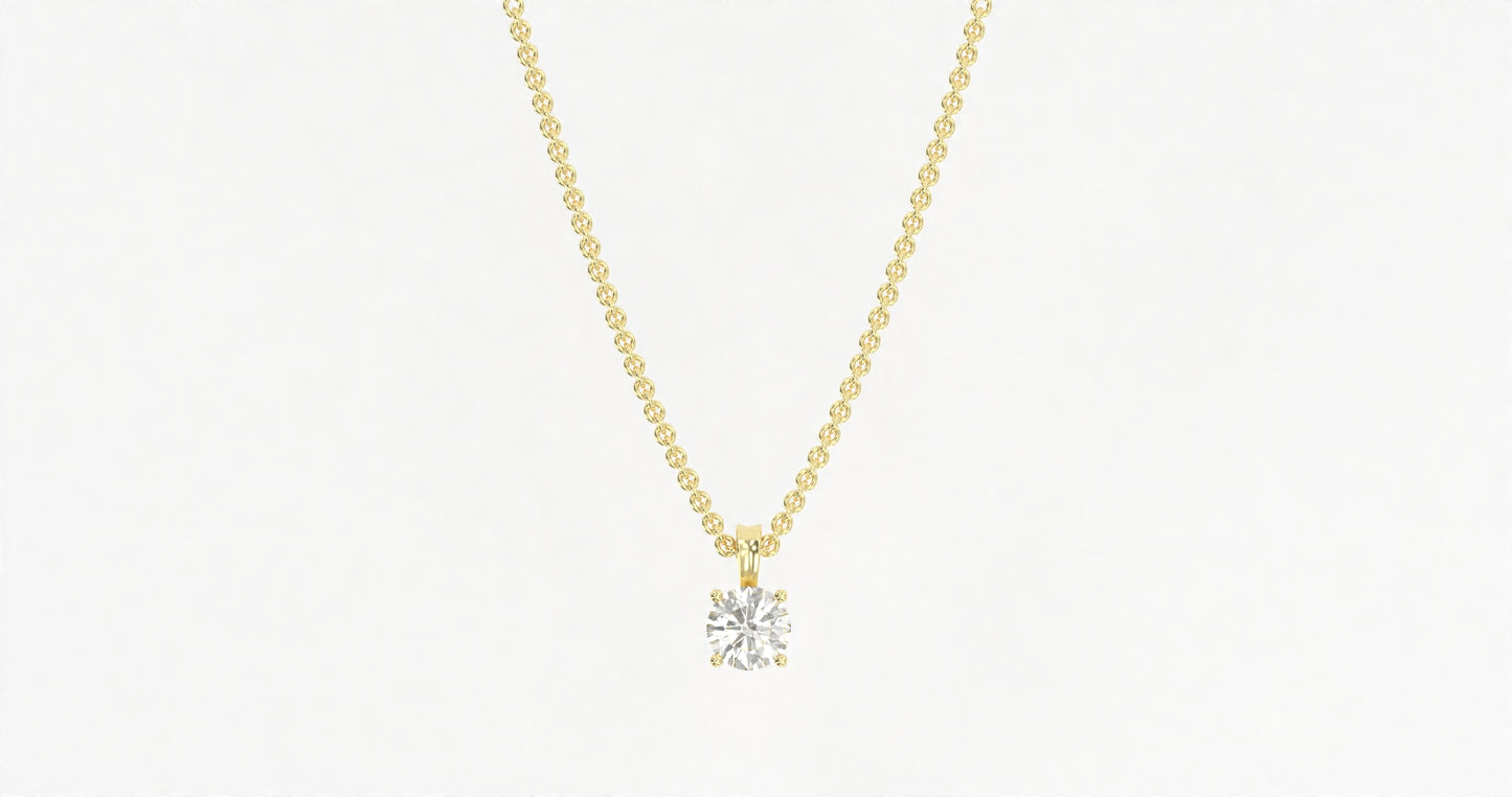 14K Yellow Gold Round Diamond Necklace