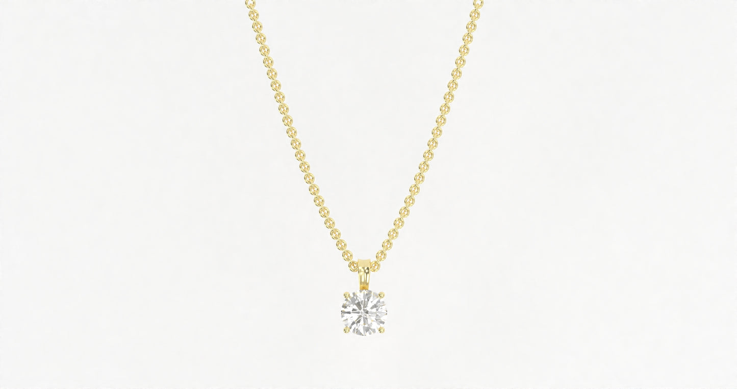 14K Yellow Gold Round Diamond Necklace