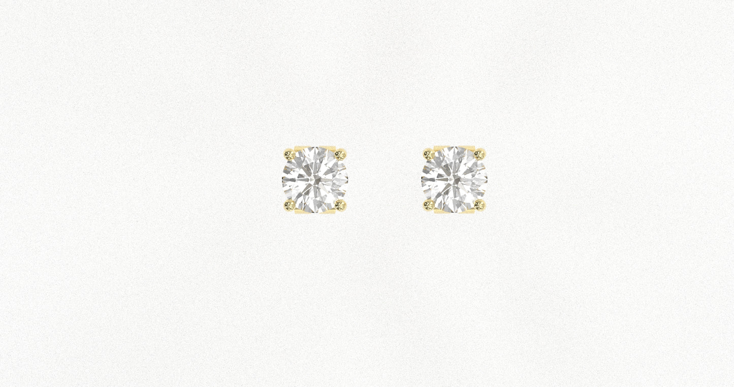 14K Yellow Gold Diamond Studs