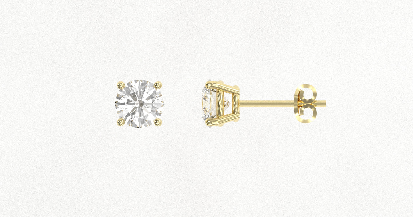 14K Yellow Gold Diamond Studs