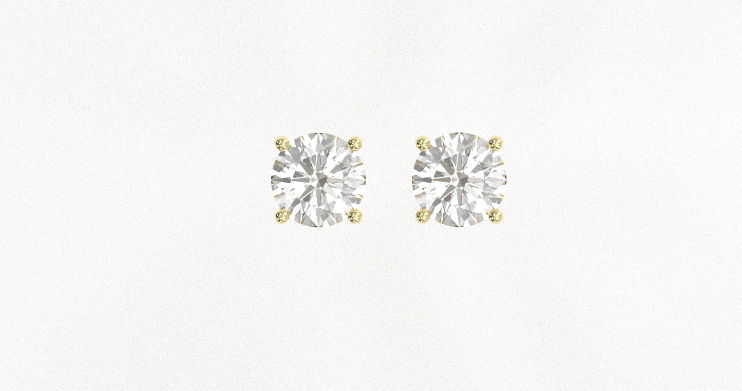 14K Yellow Gold Diamond Studs