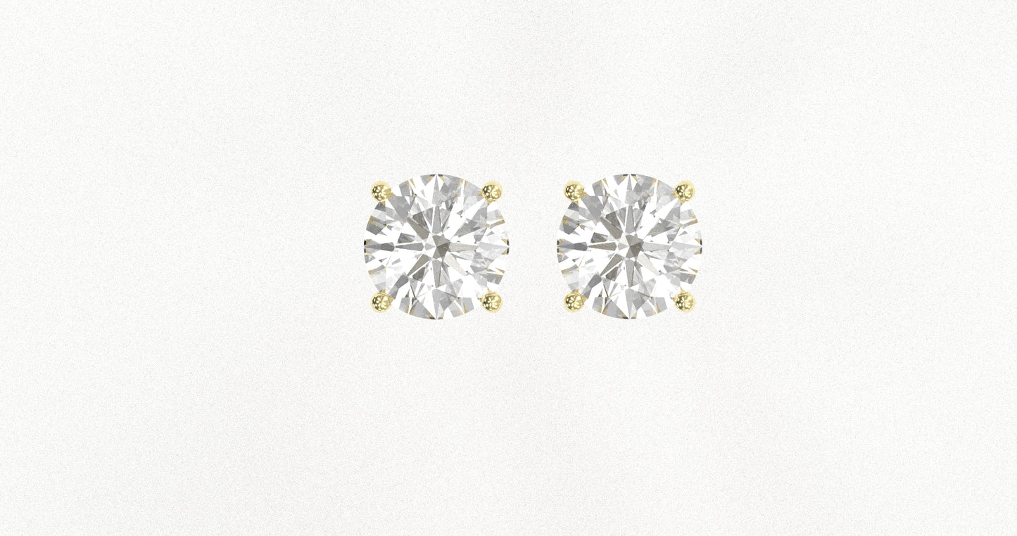 14K Yellow Gold Diamond Studs