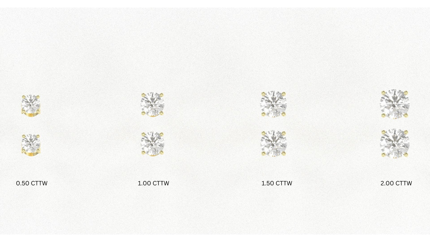 14K Yellow Gold Diamond Studs